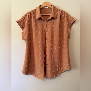 Chic Tan Button Down Shirt with Textured Design